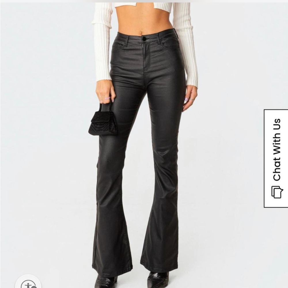 Edikted Luna faux leather flare jeans